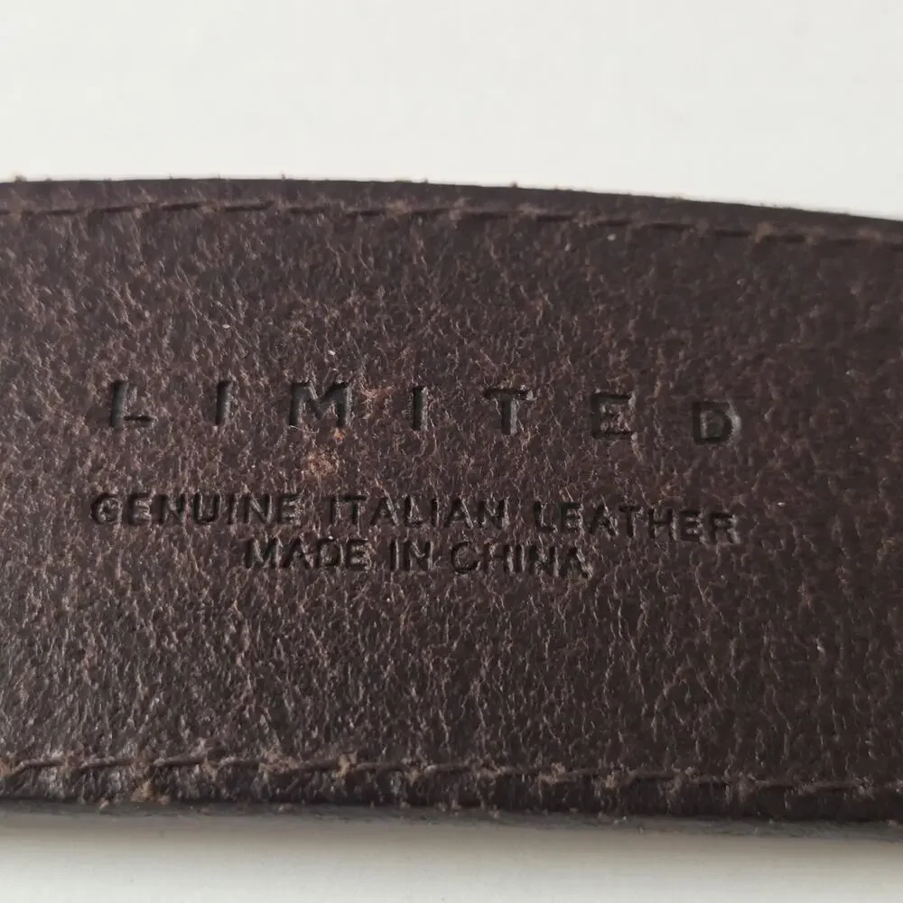 The Limited Italian Leather Western Slide Buckle Brown Cinch Belt Large